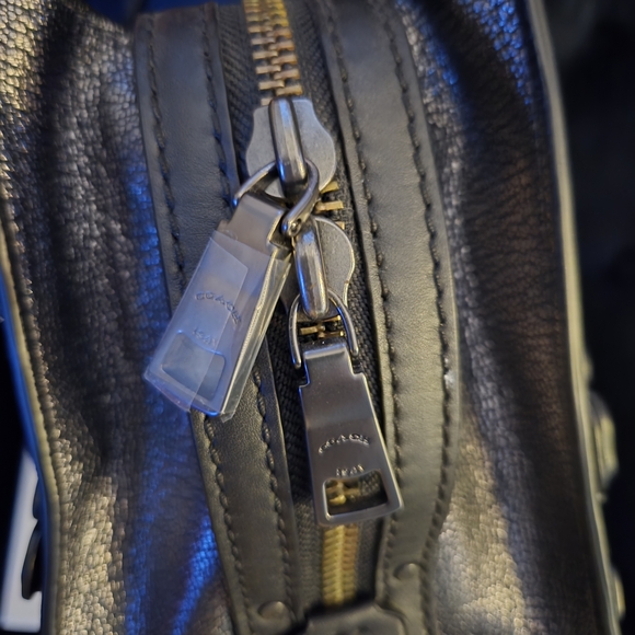 Coach Tea Rose Applique Metallic Gray Gunmetal Rogue 25 Satchel New W/o Tags - Picture 11 of 14